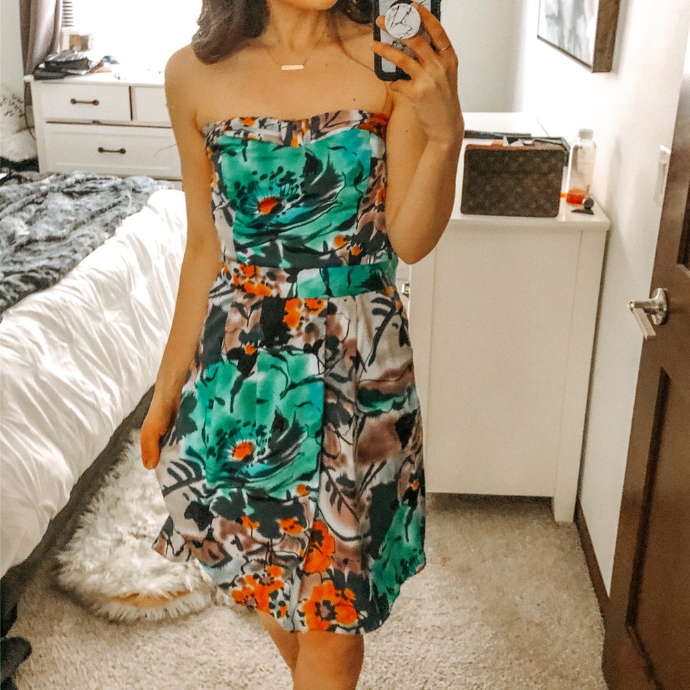 The Limited Floral Print Strapless Flare Dress Z